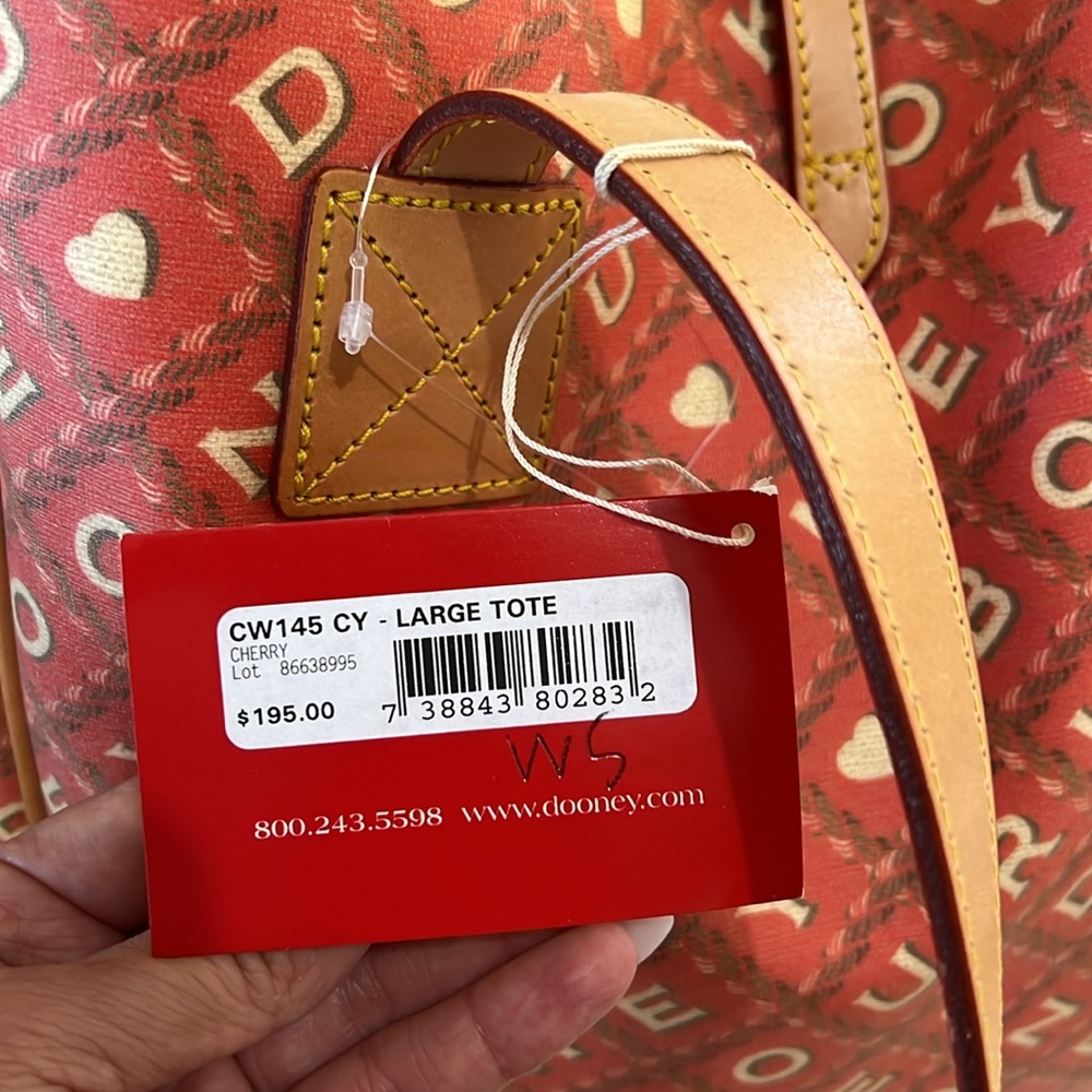 Dooney & Bourke Y2K Crosshatch Rope Hearts Large Leather Tote Bag 👜 Cherry 🍒 - Picture 6 of 14